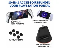 PlayCool 10-in-1 Accessoireset voor PlayStation Portal – Clear Case, Screenprotector, Charging Dock & Thumb Grips