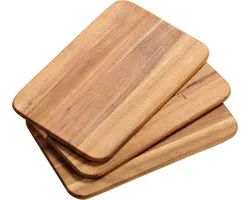 Kesper Set de planches à petit-déjeuner 3x pièces - bois d'acacia - 22 x 14 cm - marron - Planches à pain - planches de service