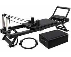 Pilates Reformer Set - Inklapbaar - Box & Ring - Zwart - incl. Pilates BOX