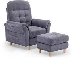 COMHOMA - Relaxstoel met Ligfunctie - Chenille met Hocker en 4-stand Rug - Grijs