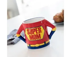 Super Mama Mok – 500ml – Steengoed – Superman Design in Blauw, Rood, Geel – Perfect Moederdagcadeau