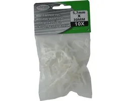 Hollewandplug 5.7 x 30 MM 10 stuks voor gipsplaat en fermacell
