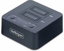 StarTech.com 1:1 M.2 NVMe Drive Duplicator, Standalone M.2 SSD Cloner/Copier tot 90GBpm, USB 3.2 20Gbps Dual-Bay M.2 Drive Dock, Inclusief USB-C/A Kabels