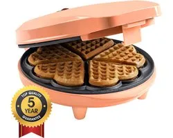 Bestron Gaufrier pour gaufres coeur classiques, Gaufrier pour gaufres en forme de coeur, avec voyant lumineux et revêtement antiadhésif, design rétro, 700 Watt, couleur : Oranje