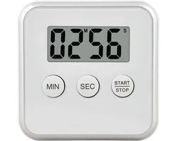 Minuterie de cuisine magnétique avec support + batterie | Wekker de cuisson numérique | Minuteur | Blanc