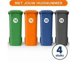 Container stickers - Rondje met cijfer Klein - Voordeelset 4 stuks - ø 14cm - Container / Kliko sticker huisnummer - afvalcontainer sticker - klikosticker