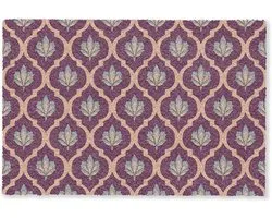 Deurmat 60x40 cm - Droogloopmat Patroon - Paars - Bloem - Mat voor binnen - Schoonloopmat - Deurmatten met print - Inloopmat