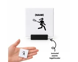 Lacrosse met eigen naam tegeltje met tegelhouder - Sport - Lacrosse - tegeltjes met tekst - Sport - spreuktegels - 4.8x4.8 CM