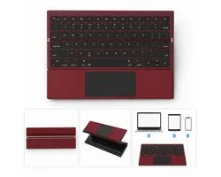 Namajunas Opvouwbaar Multi-Device Touchpad Toetsenbord - 3 Devices - Bluetooth - Draadloos - Oplaadbaar - QWERTY - iOS Android Windows - Bordeauxrood