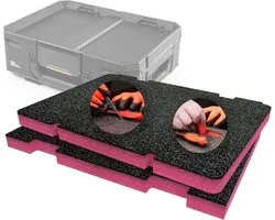Pack d'inserts Shadow Foam pour boîte à outils StackTech, double couche 30 mm rose