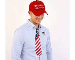 Ensemble de costumes du président américain Trump de Bellatio Decorations - Make America Great Again - Casquette/épingle/cravate