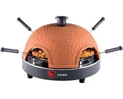 Four à pizza COOK-IT 4 personnes - Mini four à pizza 800W - Four à pizza de table - Coupole en terracotta - Inclus 4 spatules à pizza