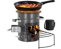 VEVOR Rocket Stove BBQ Rocket Poêle à bois avec double porte Réchaud de camping Grill de camping