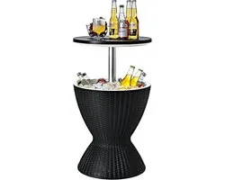 KOMFOTTEU Table de fête 3 en 1 Coolbar table d'appoint - Boîte réfrigérante 30 L - Glacière réglable en hauteur - Table réfrigérante pour terrasse, fête, piscine, camping
