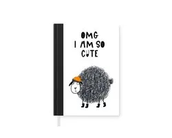 Carnet - Cahier d'écriture - Illustration pour enfants avec la citation 'OMG I am so cute' et un mouton - Carnet - Format A5 - Bloc-notes - Cadeaux Sinterklaas - Cadeaux pour enfants - Cadeaux chaussures - Petits cadeaux