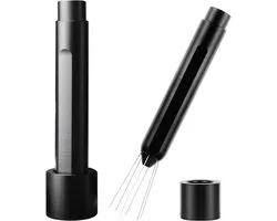 Fokelyi WDT Tool Aiguille à Espresso – Aiguille à espresso - Distributeur de café réglable - Fermeture magnétique par gravité – 7 fines aiguilles pour espresso & café filtre – Accessoires barista café – Noir
