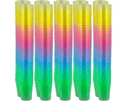 320x Onbreekbare Shotglaasjes 29ml - Herbruikbare Borrelglaasjes Regenboog voor Feestjes en Jello Shots