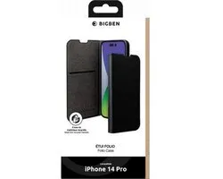 Folio Wallet iPhone 14 Pro Noir - 65% Plastique recyclé Certifié GRS Bigben