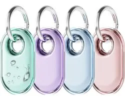 Lot de 4 étuis pour Samsung Smart Tag 2, avec porte-clés, coque TPU imperméable pour Galaxy SmartTag2, protection contre les chutes, anti-rayures, retrouvez vos bagages, sacs à dos, clés et plus (4 couleurs)
