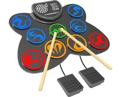 CNAPXAIA Elektronisch Drumstel, 9-pads Opvouwbaar Kinderdrumstel met Ingebouwde Luidsprekers – Perfect Muzikaal Cadeau voor Kinderen voor Verjaardagen & Vakanties