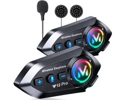 Casque de moto 2 pièces - intercom - Radio - Avec Bluetooth 5.4 - Multitâche audio avancé - Convient à tous les casques de moto