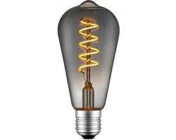 Home Sweet Home - Edison Vintage E27 source lumineuse LED filament Drop - Fumée - 6.4/6.4/14cm - ST64 Spiral - Retro LED lampe - Dimmable - 4W 100lm 1800K - lumière blanc chaud - pour les douilles E27