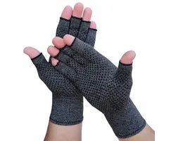 KANGKA® Compressie Handschoenen Maat L - Met Open Vingertoppen en Antislip - Comfortabele Ondersteuning voor Handen en Vingers - Dames en Heren - Grijs
