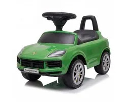 Porsche Cayenne Loopauto 1 tot 3 jaar – Officieel Gelicentieerde Luxe Loopwagen met Toeter & Muziek – Babyauto met Stevige Rugleuning, Anti-kantel Systeem & Opbergbox – Groen