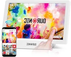 Duronic Frameo PF1D WE Digital photo frame with touch screen 10.1 inch Photo display and video display High resolution 1280x800 pixels Memory 32 GB USB-C