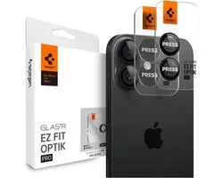 Spigen Camera Lens Protector Geschikt voor iPhone 17 / 16 / 16 Plus - Glas.tR EZ Fit Optik Pro - 9H Tempered Glass - Gemakkelijke Installatie - Zwart 2-Pack