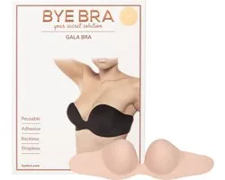 Bye Bra Gala Bra, Invisible Adhesive Bra, Strapless and Backless, Seamless Molded Cups, Push Up Effect, Reusable Sticky Bra for Backless and Strapless Outfits, A–E (UK, Cup & Band, C, Standard, Nude)