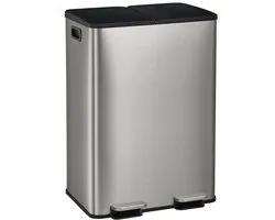 SONGMICS - Prullenbak - 2 Compartimenten - 2 x 30L - Pedaalemmer met Softclose Deksel