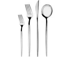 Karaca Bella Ménagère 24 pièces – Acier inoxydable – 6 personnes – Argent – V2 – Lavable au lave-vaisselle – Ensemble couteau, fourchette, cuillère