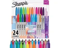 Sharpie Permanentmarkers | Fijne punt | electropop en diverse Kleuren | 24 stuks