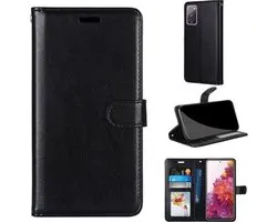 Pour Samsung Galaxy S20 FE 5G étui en cuir PU à rabat horizontal de couleur Pure avec support et fentes pour cartes et portefeuille et cadre photo (noir)