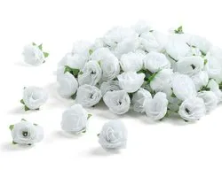 SITUMEIZI 100Pcs White Artificial Roses Fake Silk Flower Mini Rose Head 1.5 Inch For Home Wedding Bouquet Flower Wall Garden DIY Party Birthday Decor