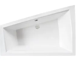 Baignoire d'angle Badland INTIMA 150 x 85 cm gauche blanc avec tablier en acrylique et appui-tête