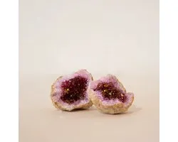ANAS Geode Roze Edelstenen - Bergkristal - Rust, Reinheid en Harmonie - Helpt Zuiveren, Vitaliseren en Versterken - Edelstenen en mineralen