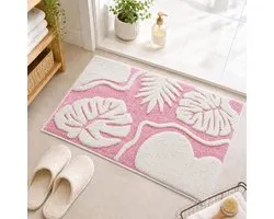 BLESWIN Leaf Bath Mat, 40x60cm, Ultra Soft, Quick-Drying Microfiber Absorbent Bath Rug, Non-Slip Washable Bathroom - ShopVlot