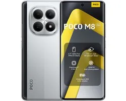 Xiaomi POCO M8 5G - 8 GB RAM - 512 GB - Zilver - 6,77" 120Hz Flow AMOLED display - Slank 7,35 mm 3D-gebogen design - Snapdragon® 6 Gen 3