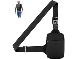 Borsttas Sling Bag: verstelbare schouderrugzakken, lichtgewicht koerierstas, waterdichte schoudertas, mini-borsttas, heren dames voor reizen, fietsen, hardlopen (zwart), zwart