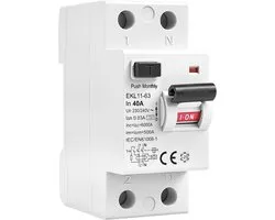 Type A aardlekschakelaar 2P 40A 230V 30mA - Reststroomonderbreker (RCCB) - Lekstroombeveiliging - EKL11-63 - stroomschakelaar type A lekbeveiligingsschakelaar - Circuit Breaker