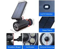 Lexorion Secure - Nep Camera Solar Buitenlamp – 1 Stuk - 8 LED - IP65 Waterdicht - Beweging Sensor - 3 Lichtstanden - Wandlamp op Zonne-energie in Camera Design voor Tuin, Oprit & Terras