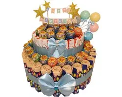 Gâteau de bonbons – Happy anniversaire – Ruban | Coffret de Luxe avec Kinder, Smarties et Chupa Chups