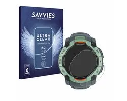 Savvies - Screenprotector voor Garmin Instinct 3 AMOLED / Solar (45 mm) - Folie Beschermfolie transparant 6 Stuks