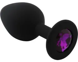 Banoch - Buttplug Penumbra Deep Purple Medium - Siliconen buttplug Zwart - kristal - Paars