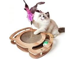 Kattenspeelgoed, interactieve kitten krabplank kattenspeelgoed, Magic Organ Cat Scratching Board met belbal voor binnen, intelligentie krabkarton kattenspeelgoed