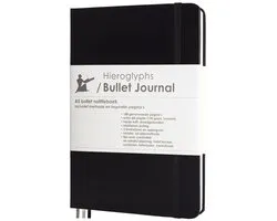 Hieroglyphs Bullet Journal - Carnet A5 Pointillé - Bulletjournal Notebook Dotted - Papier 100 grammes - Cahier à pois avec manuel et inspiration Néerlandais - Carnet de note à couverture rigide - Noir