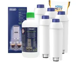 AguaNex 5x waterfilter voor koffiezetapparaten - filterpatroon compatibel met Delonghi SER3017 DLS C002 - ontkalker - DeLonghi EcoDacalk original - 500ml set voor espressomachine