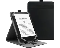 Universele Beschermhoes voor 6" 6.8" 7" eReaders, Folio Stand Cover met Handstrap Compatibel met Kobo/Tolino/Pocketook/Sony/paperwhite 6/6.8/7 inch e-book reader - Zwart